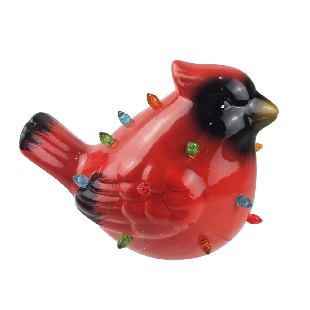Ceramic Cardinal Bird Figurine Light Up‎ Decoration Tabletop Accent Home Decor